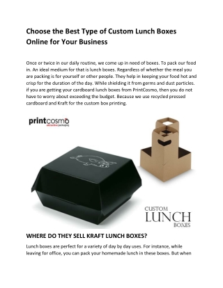 Choose the Best Type of Custom Lunch Boxes Online for Your Business