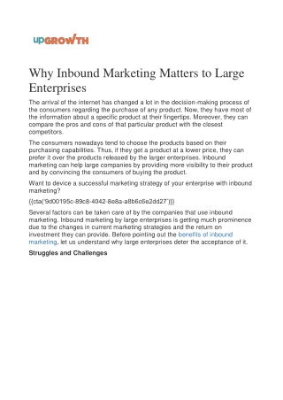Why Inbound Marketing Matters to Large Enterprises