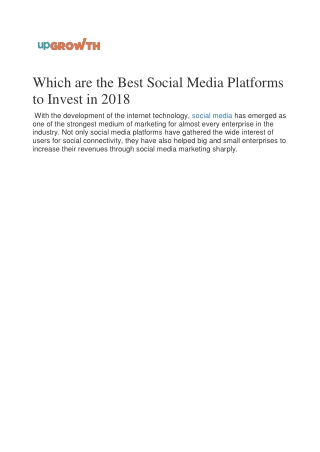 Which are the Best Social Media Platforms to Invest in 2018