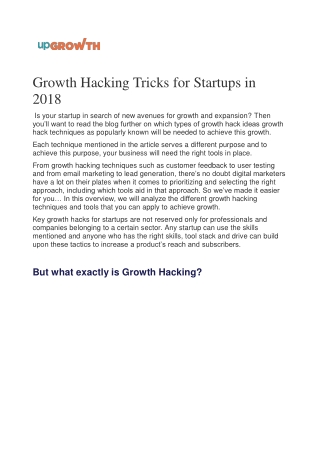 Growth Hacking Tricks for Startups in 2018