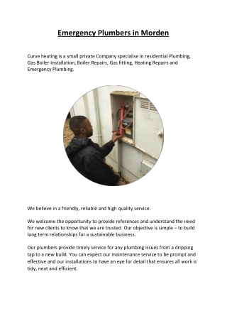 Emergency Plumbers in Morden