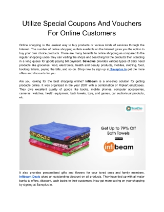 Utilize Special Coupons And Vouchers For Online Customers