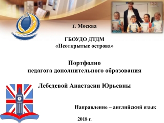 Портфолио педагога дополнительного образования Лебедевой А.Ю.