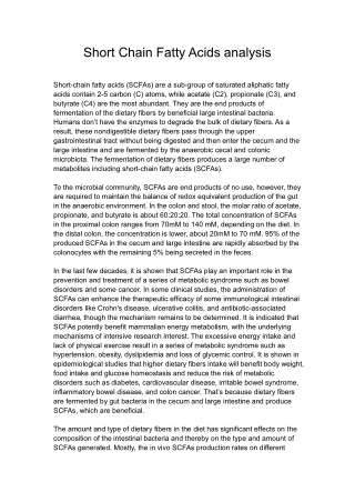 Short Chain Fatty Acids analysis
