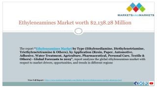 Ethyleneamines Market worth $2,138.28 Million