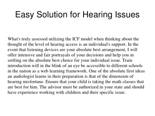 Easy Solution for Hearing Issues