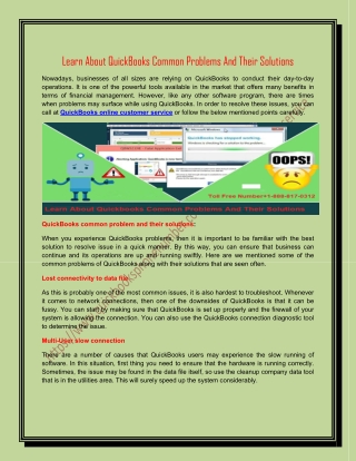 Learn About QuickBooks Common Problems And Their Solutions