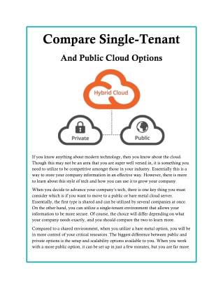 Compare Single Tenant and Public Cloud Options