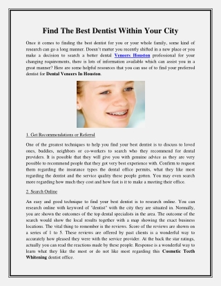 Find The Best Dentist Within Your City