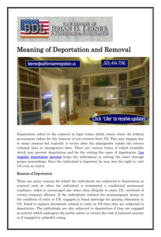 Meaning of Deportation and Removal