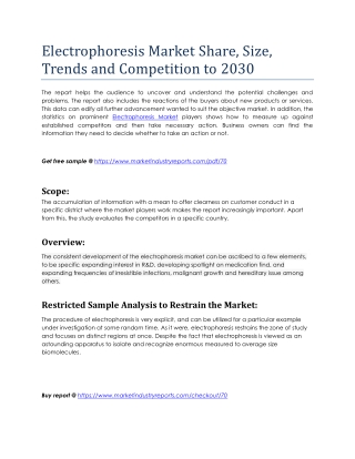 Electrophoresis Market Share, Size, Trends and Competition to 2030