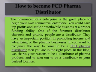 How to become PCD Pharma Distributor