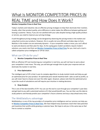 What Is MONITOR COMPETITOR PRICES IN REAL TIME and How Does It Work?