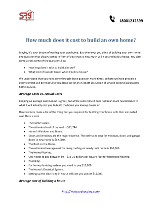 How much does it cost to build an own home?