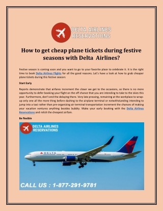 How to get cheap plane tickets during festive seasons with Delta Airlines?