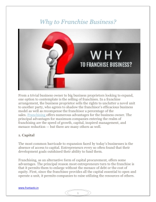 Why to Franchise Business? From