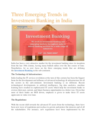 Three Emerging Trends in Investment Banking in India