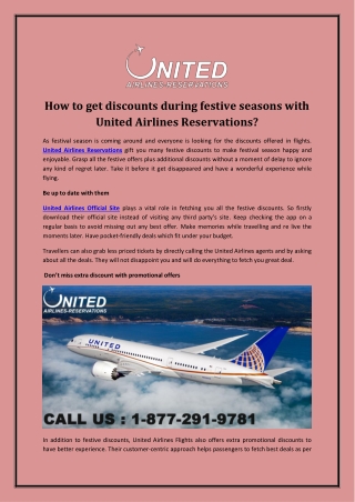 How to get discounts during festive seasons with United Airlines Reservations?