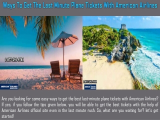 Ways To Get The Last Minute Plane Tickets With American Airlines