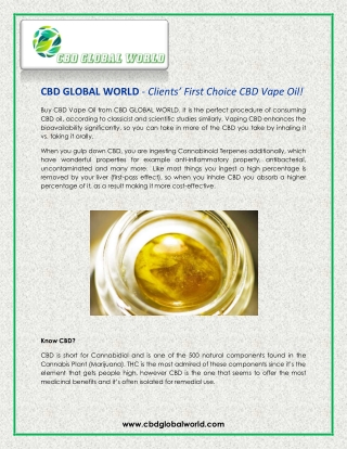 Wholesale CBD for Sale at CBD GLOBAL WORLD