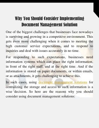 Why You Should Consider Implementing Document Management Solution