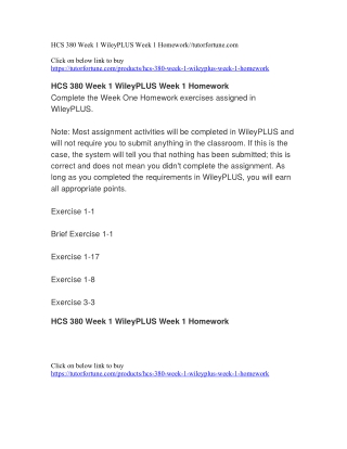 HCS 380 Week 1 WileyPLUS Week 1 Homework//tutorfortune.com