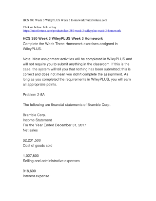 HCS 380 Week 3 WileyPLUS Week 3 Homework//tutorfortune.com