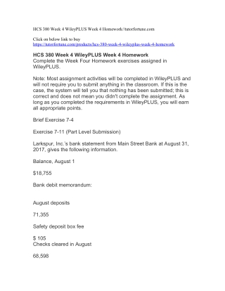 HCS 380 Week 4 WileyPLUS Week 4 Homework//tutorfortune.com