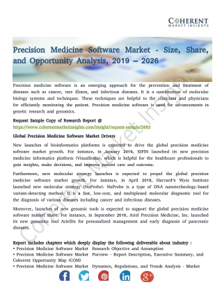 Precision Medicine Software Market - Size, Share, and Opportunity Analysis, 2019 – 2026