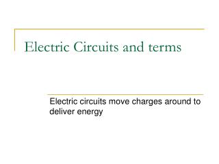 Electric Circuits and terms