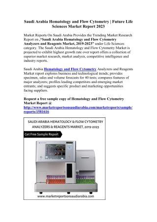 Future Trend of Hematology and Flow Cytometry Market in Saudi Arabia Till 2023