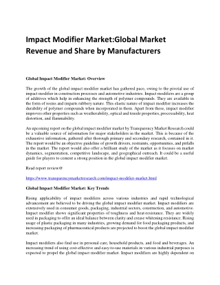 Impact Modifier Market:Global Market Revenue and Share by Manufacturers