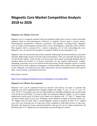 Magnetic Core Market Competitive Analysis 2018 to 2026