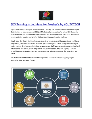 SEO Training in Ludhiana for Fresher’s by YOUTOTECH Web Mobile Development