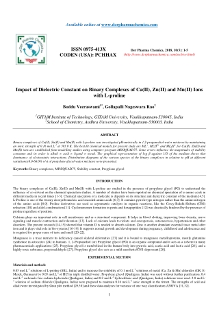 Impact of Dielectric Constant on Binary Complexes of Ca(II), Zn(II) and Mn(II) Ions with L-proline