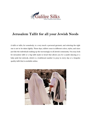 Jerusalem Tallit for all your Jewish Needs