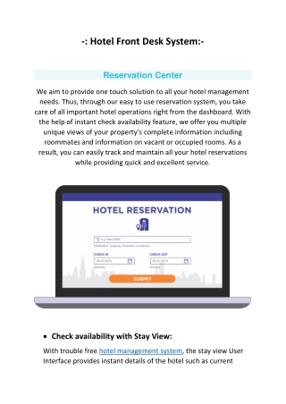 Online Hotel Front Desk System | Online Hotel Front Desk Software features - Pure Automate