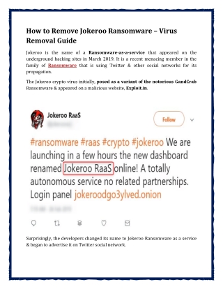 Guide to Remove Jokeroo Ransomware Virus from the system