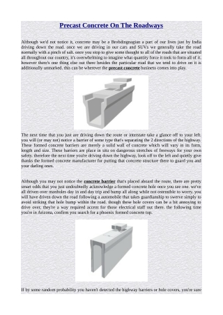 Precast Concrete On The Roadways