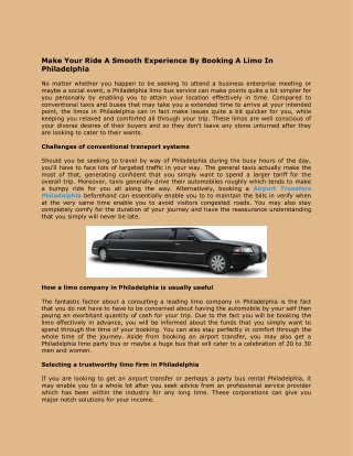 Airport Transfers Philadelphia