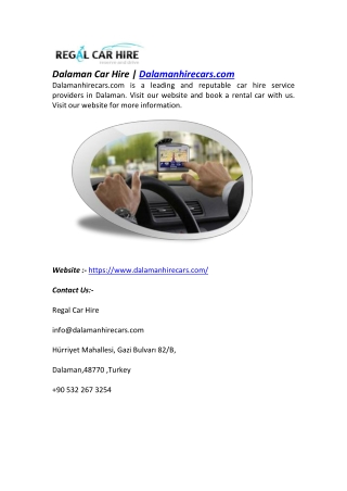 Dalaman Car Hire | Dalamanhirecars.com