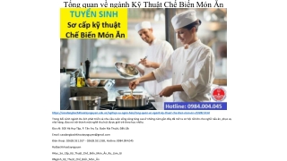 Tổng quan về ngành Kỹ Thuật Chế Biến Món Ăn