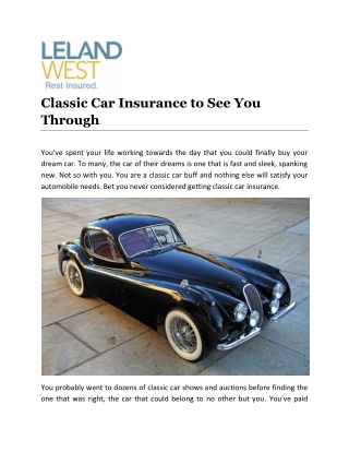 Classic Car Insurance to See You Through