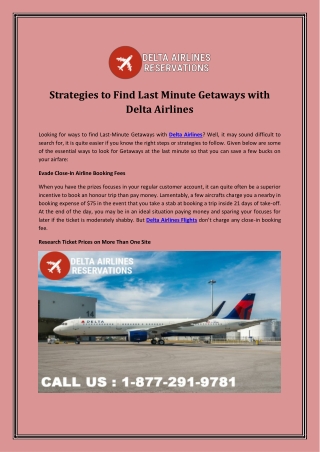 Strategies to Find Last Minute Getaways with Delta Airlines
