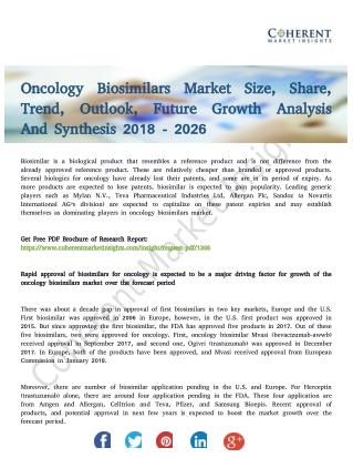 Oncology Biosimilars Market – Size, Share, Outlook, and Opportunity Analysis 2018 - 2026