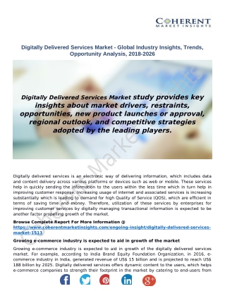 Digitally Delivered Services Market - Global Industry Insights, Trends, Opportunity Analysis, 2018-2026