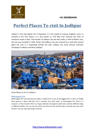 Perfect Places to visit In Jodhpur