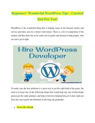 Beginners’ Wonderful WordPress Tips : Curated Just For You!