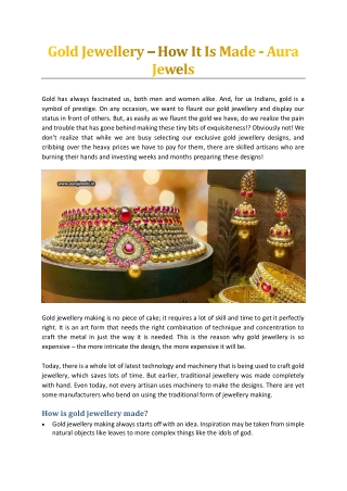 Gold Jewellery – How It Is Made - Aura Jewels
