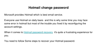 Hotmail change password